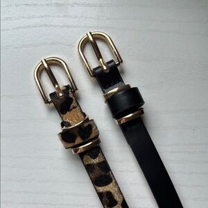 Leopard and Black Faux Leather Belt Set